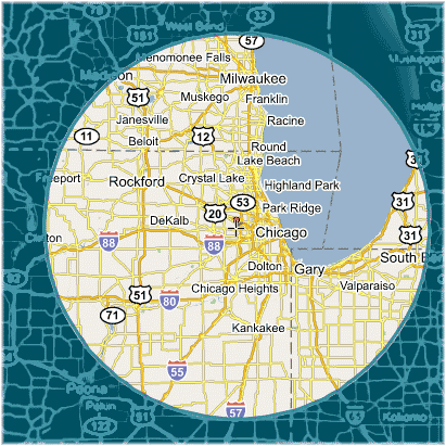 radius of 100 miles map